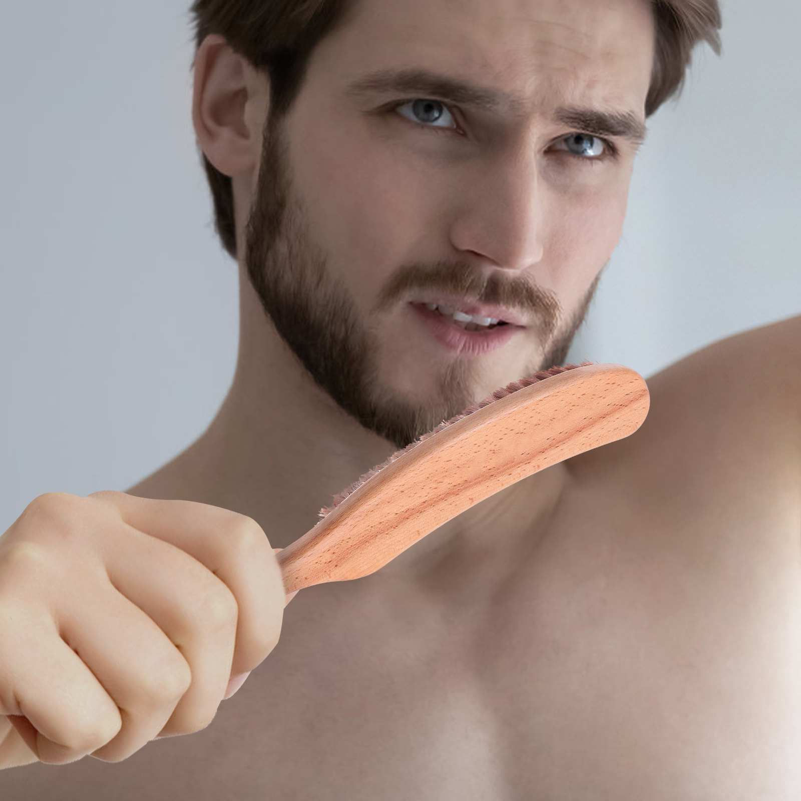 Men'S Grooming Brush - 1 Adet Premium Naylon Sakal Fırçası,