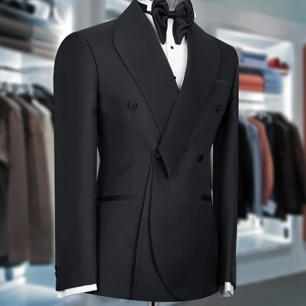 Men Grooming Outfit - Siyah Erkekler Için Takım Elbise Şal